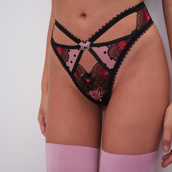 New!For Love and Lemons Zinnia Embroidered Thong Panty - Picture 2 of 12